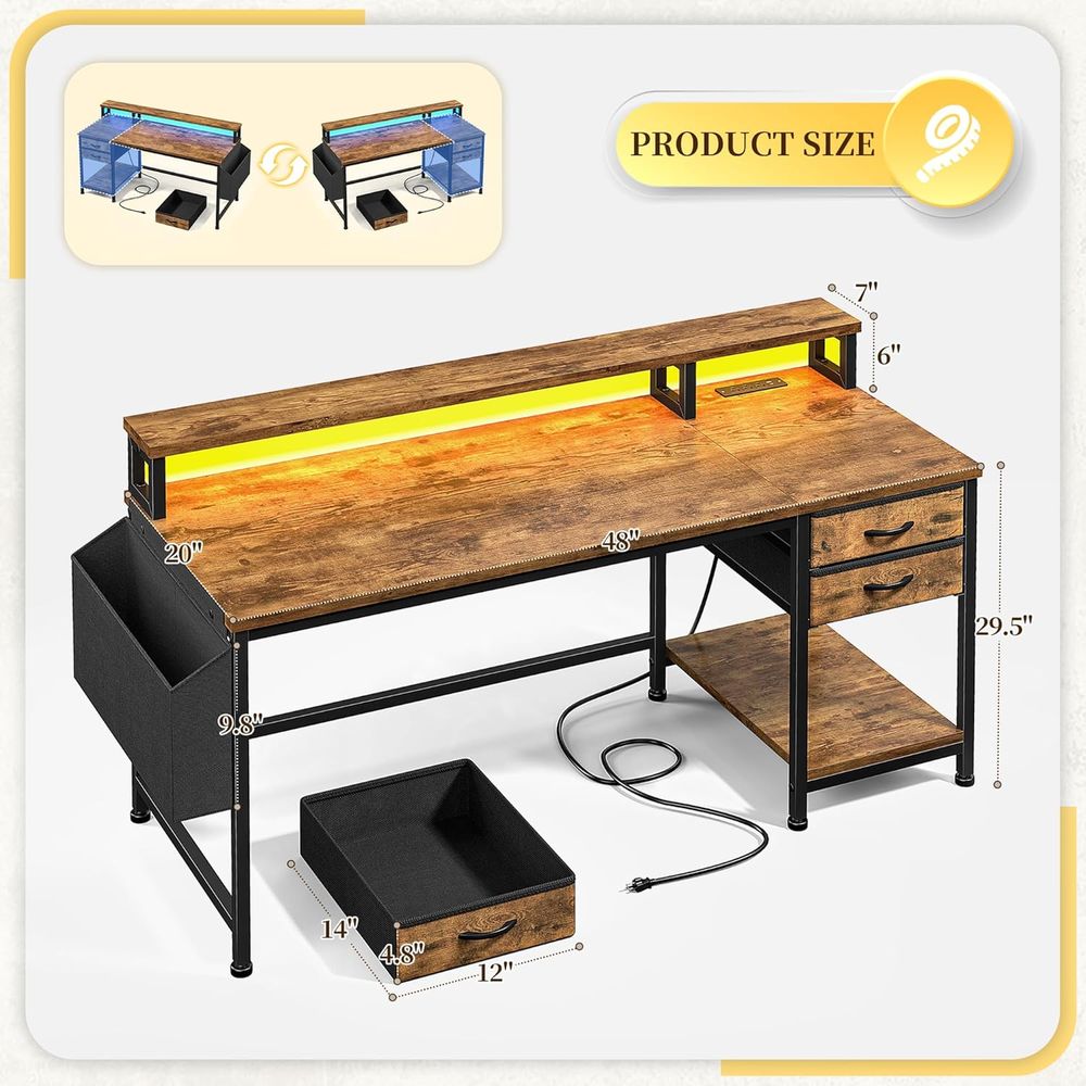 Compact 48 Gaming Desk with Wi - đánh giá và giá Led Gaming Light Strip